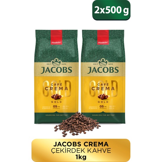 Jacobs Cafe Crema Yumuşak İçimli Çekirdek Kahve 500 Gr x2 Adet Türkiye Menşeli