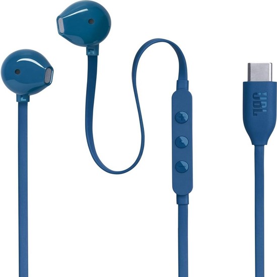 Jbl Tune 305C Kulakiçi Kablolu Kulaklık USB-C Mikrofonlu Mavi Renkli Tasarım
