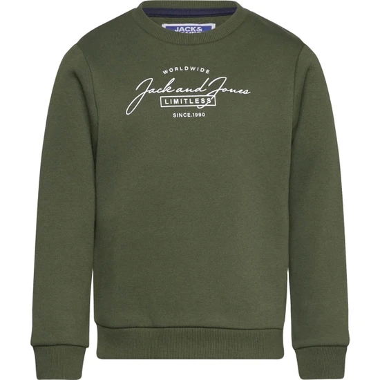 Jack & Jones Erkek Sweatshirt Koyu Haki 12256837 Jjferrıs Crew Nec