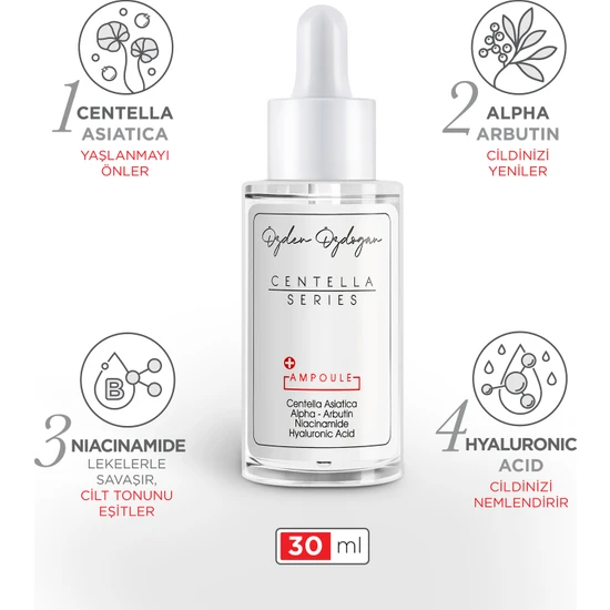 Özden Özdoğan Onarıcı, Aydınlatıcı ve Nemlendirici Ampoule - Centella, Vitamin C & Hyaluronic Acid 30 ml