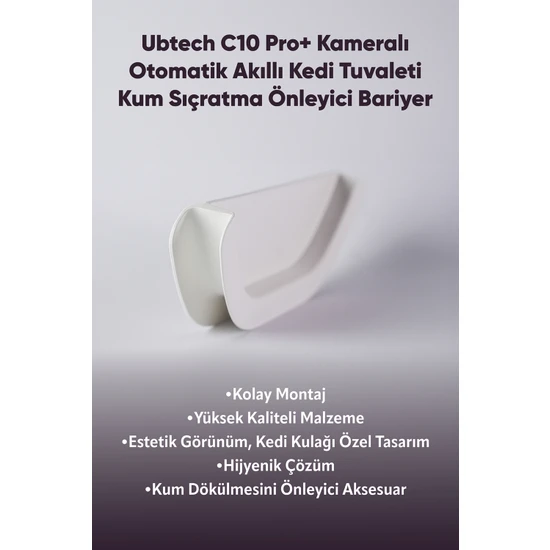 UBTECH C10 Pro+ Kameralı Otomatik Akıllı Kedi Tuvaleti için Aparat/Buffle, Kum Sıçratma Önleyici