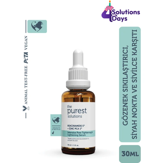 The Purest Solutions Gözenek ve Siyah Nokta ,  Niacinamide Cilt Bakım Serumu 30 ml