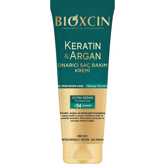 Bioxcin Keratin Argan Onarıcı Saç Bakım Kremi - Yıpranmış ve Hasar Görmüş Saçlar 250 ml