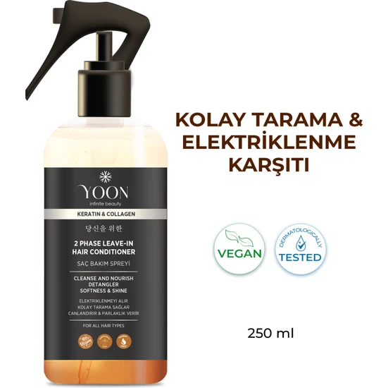 Yoon Kolajen ve Keratin İçeren Besleyici Onarıcı Isı & Elektriklenme Karşıtı Vegan Saç Bakım Spreyi 250 ml