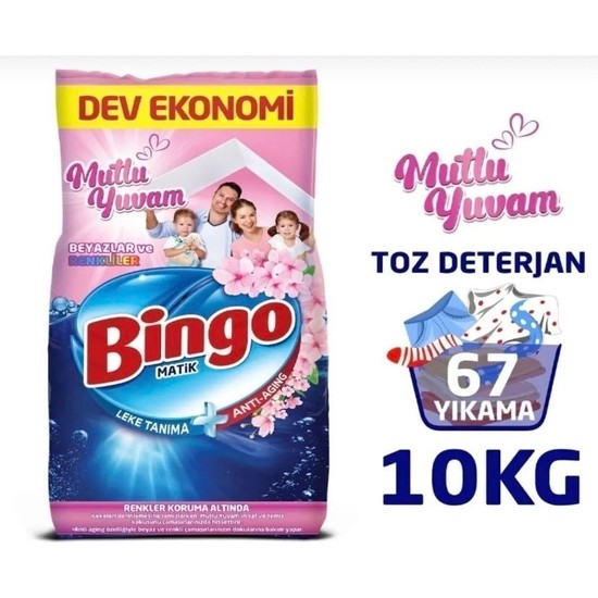 Bingo Matik Konsantre Toz Deterjan 10 kg Bahar Çiçekleri Kokusuyla 100 Yıkama İçin Güçlü Temizlik