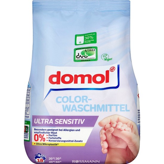 Domol Toz Çamaşır Makinesi Deterjanı Renkli Eco 18Y Ultra Hassas 1215 gr
