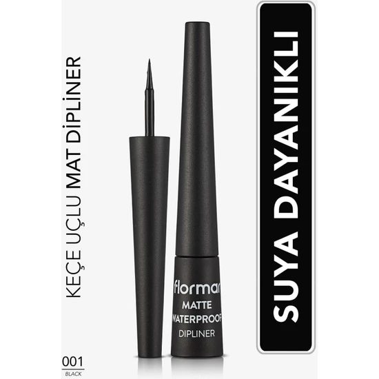 Matte Yoğun Renk Veren Suya Dayanıklı Mat Eyeliner (001 Black) 8690604536481