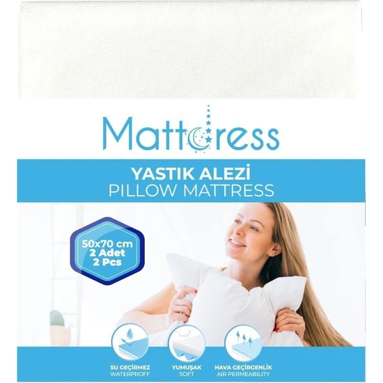 Fibril Mattdress Yastık Alezi 2'li Leke Tutmaz Fermuarlı 50X70CM