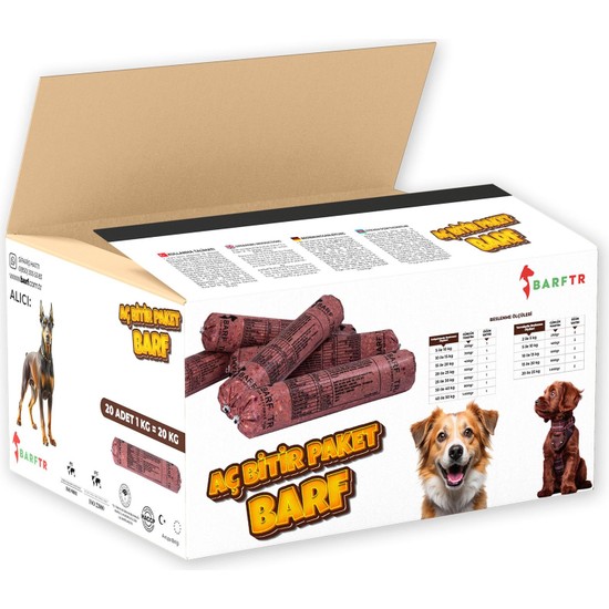 Barftr Mix Barf 20 kg Aç Bitir Paket Köpek Maması Karışık Tat İçerikli Sağlıklı Beslenme
