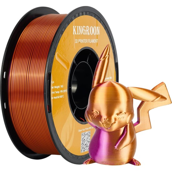 Kingroon Silk PLA Çift Renk Filament Altın-Mor 1.75 mm 1 kg
