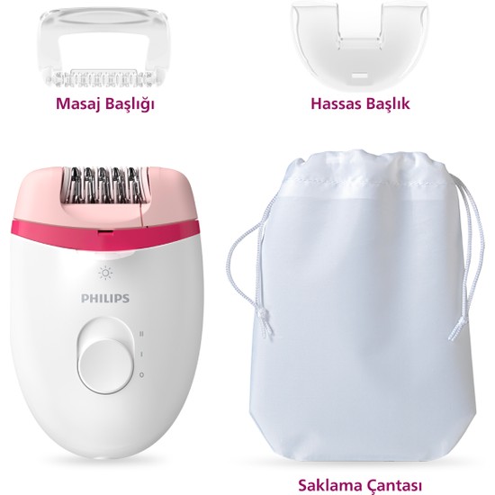 Philips BRE255/05 Satinelle Essential Kablolu Kompakt Epilatör Yıkanabilir Başlık ve 3 Hız Ayarıyla