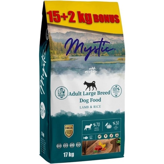 Mystic Az Tahıllı Yetişkin Köpek Maması Kuzu Etli 15+2 kg Premium İçerik ile Büyük Irklar