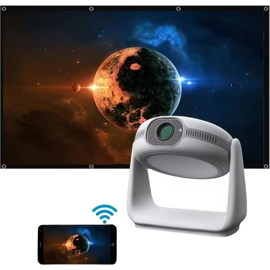 Heaven House Şarjlı Projeksiyon Cihazı 4K Çözünürlük LED Işık Kaynağı Kablosuz Bağlantı  Taşınır Projeksiyon | Şarjlı Projeksiyon