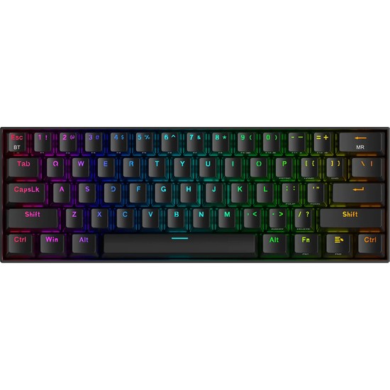 Redragon K530 Pro Draconic Türkçe Q 60% Kompakt Kablosuz - Bluetooth 2.4g Brown Switch Mekanik Siyah Klavye