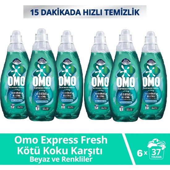 Omo Express Fresh Kötü Koku Karşıtı Beyaz & Renkliler Sıvı Çamaşır Deterjanı 1480 ml x 6 Adet
