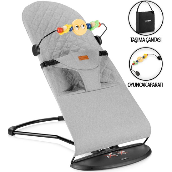 Hoffie Balance Premium Cotton Üç Kademeli Sallanan Katlanır Ana Kucağı Oyuncak Aparatlı Seyahat Çantalı