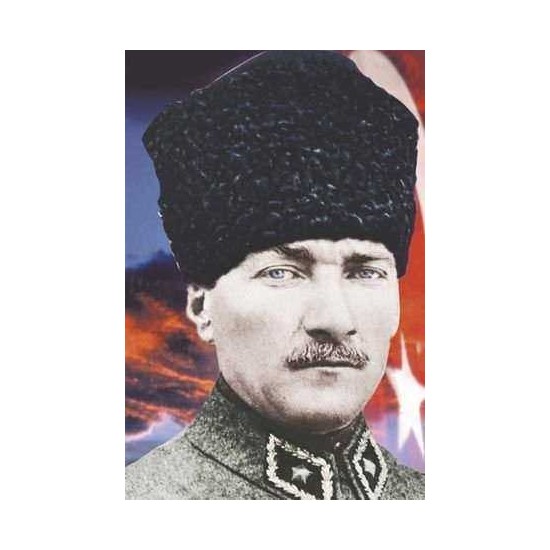 Asilmeydan Kalpaklı Gazi Mustafa Kemal Atatürk - Ay Yıldız Türk Bayrağı - Poster Cephe Bayrak - 300X450CM