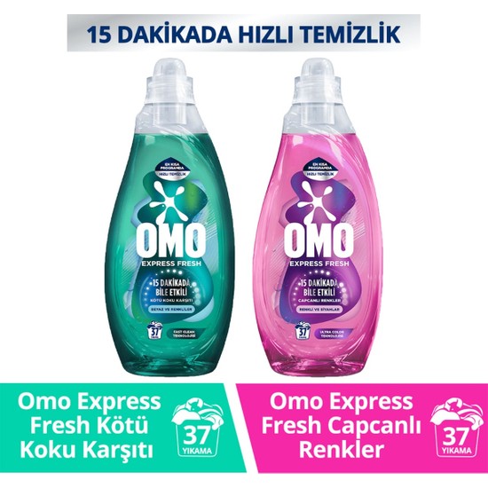 Omo Express Fresh Beyaz ve RENKLILER1480 ml x1 +Omo Express Fresh Renkli ve SIYAHLAR1480 ml x1