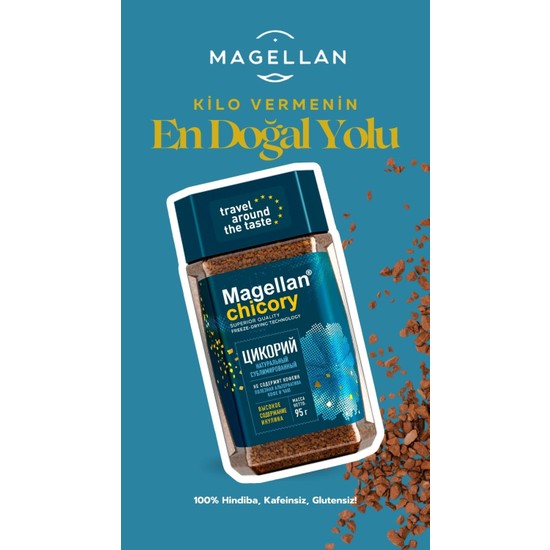 Magellan %100 Doğal Kafeinsiz Hindiba İçeceği - Sindirime Yardımcı Prebiyotik İnülinli, Glutensiz, Vegan, Kahve Alternatifi, Detoks Etkili Granül İçecek, 95g