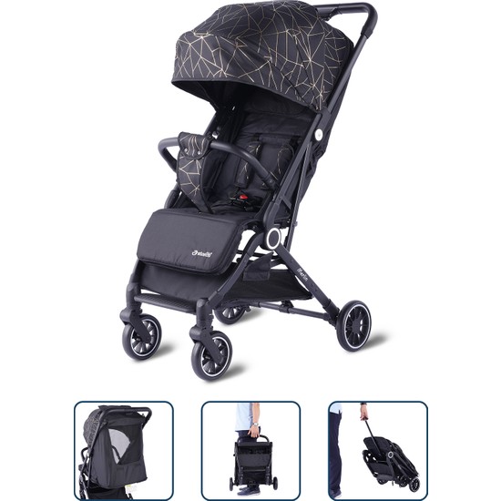 Baby Storch - Merlin Model Compact Bebek Arabası Kabin Boy - Siyah-Sarı