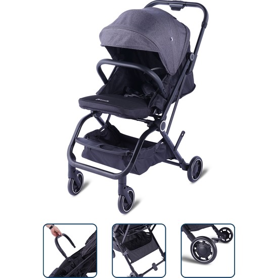 Baby Storch - F8 Model 360 Derece Dönebilen Bebek Arabası - Gri