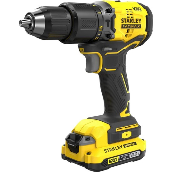 Stanley 18V 2.0AH V20 Li-Ion Çift Akülü Kömürsüz Darbeli Matkap 1100 W Güç ve Anahtarsız Mandren SBD715D2K-TR