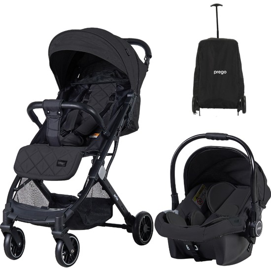 Prego Aria Hafif Tek Elle Katlanır Kabin Boy Travel Seyahat Sistem Bebek Arabası + Yağmurluk + Çanta 22 kg Taşıma Kapasitesi ile