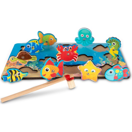 Hopiers Montessori Mıknatıslı Ahşap Balık Tutma Oyunu / 1+ Yaş / Eğitici, Eğlenceli ve Güvenli Ahşap Puzzle