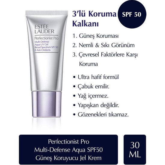 Estee Lauder Güneş Kremi - Perfectionist Pro SPF50/PA++++ 8 Anti-Oksidan İçeren Yaşlanma Karşıtı Formül 30ml