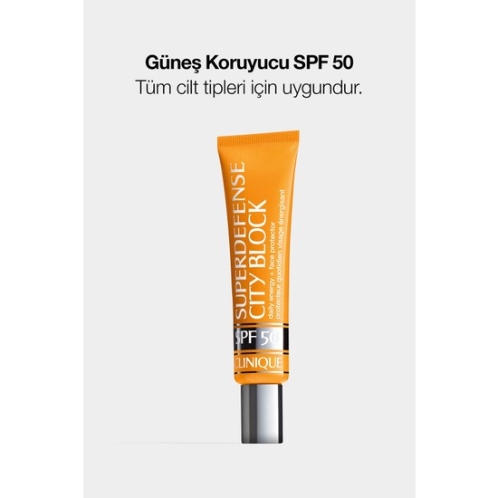 Clinique Superdefense™ City Block SPF 50 Günlük Güneş Koruyucu Krem 40ml | UVA/UVB koruma, Tere Dayanıklı