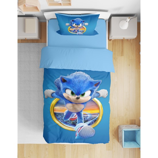 Sonic 3D Dijital Baskılı Tek Kişilik Nevresim Takımı Genç Nevresim Takımı