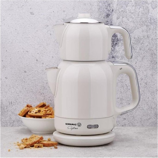 Korkmaz Çaytema Elekt. Çaydanlık VanilyaKrom 1.7 lt