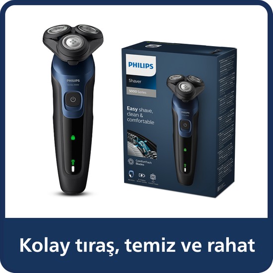 Philips 5000 Serisi Islak&Kuru Tıraş Makinesi, 360° Yüz kıvrımı başlıklar, Hassas Düzeltici,S5445/03