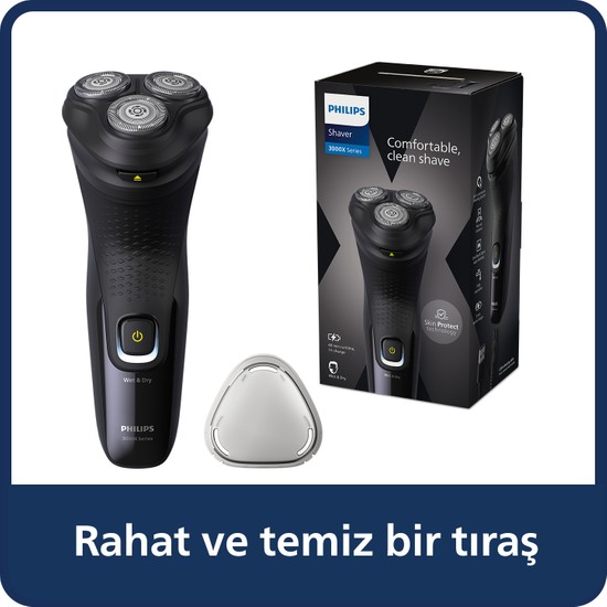 Philips 3000X Serisi Islak&Kuru Tıraş Makinesi, 3 Yönde Dönen Başlıklar, Hassas Düzeltici, X3021/00