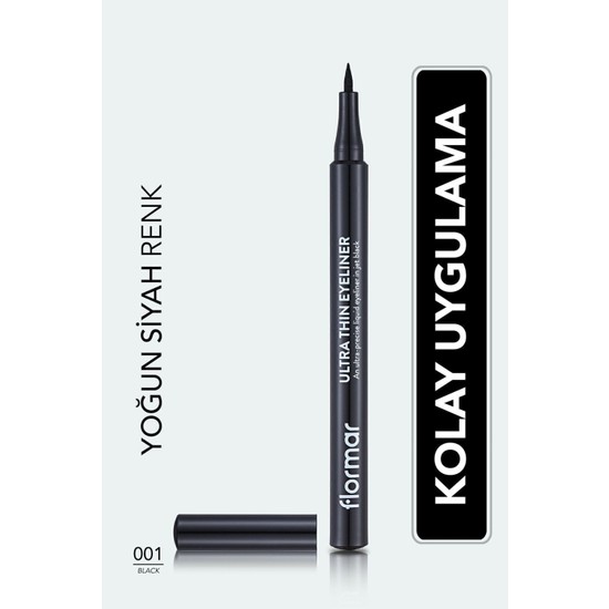 Flormar Ultra İnce Mat Göz Kalemi - Yüksek Pigmentli, Akma ve Bulaşma Yapmayan Siyah 001 (1 Adet)