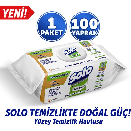Solo Temizlikte Doğal Güç Beyaz Sabun Ferahlığı Yüzey Temizlik Havlusu 100 Yaprak