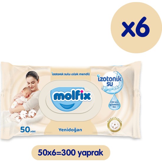 Molfix İzotonik Sulu Islak Mendil Yenidoğan 300 Adet