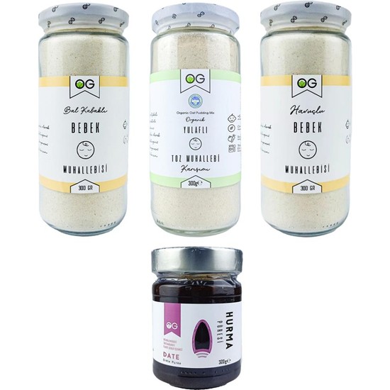 OG natural Bebek Muhallebi Seti ve Hurma Püresi 300 gr Ek Gıda 6 Aylık ve Üstü Bebekler İçin