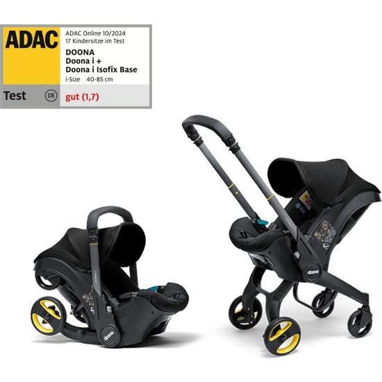 Doona İ Bebek Arabasına Dönüşen Tekerlekli Gr 0 İSize Ana Kucağı Oto Koltuğu - Nitro Black