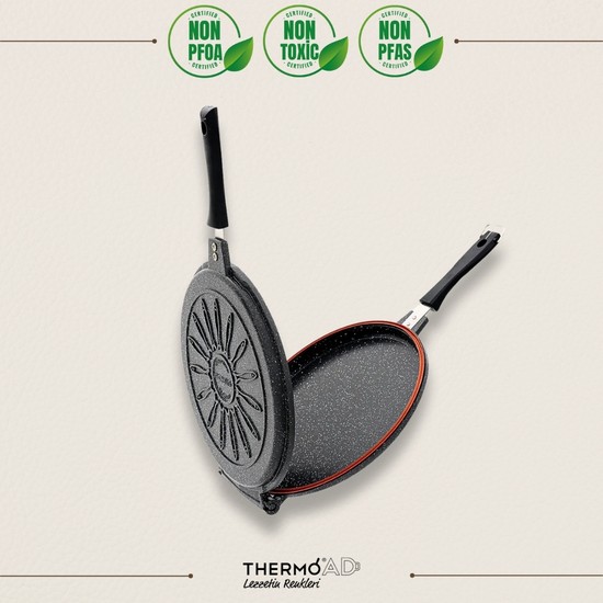 ThermoAD Granit Kaplama Hamsi Balık Tavası 28 cm Gri %40 Daha Hafif ve Dayanıklı