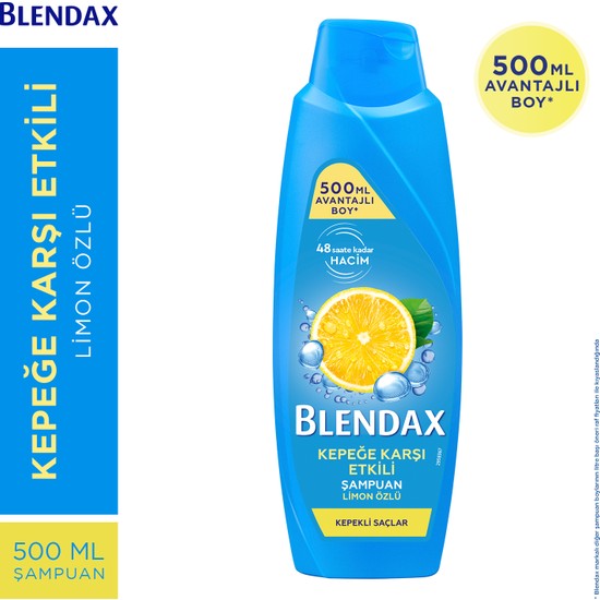 Blendax Kepeğe Karşı Etkili Limon Özlü Şampuan 500 ml Dengeleyici Etki ile Kepekli Saçlar İçin