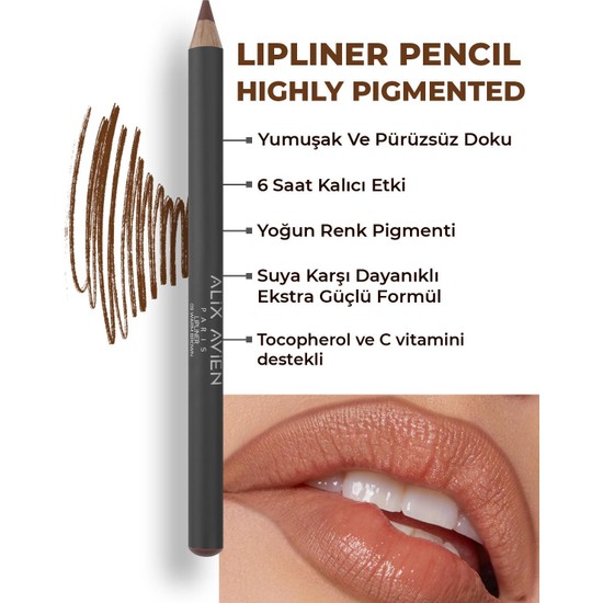 Alix Avien Uzun Süre Kalıcı Dağılma Yapmayan Nemlendirici Dudak Kalemi - Lipliner Pencil 09 Warm Brown
