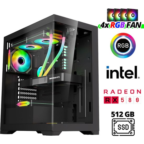 Xaser XSR977 I7 4770 16GB Ram 512GB SSD 8gb RX580 Ekran Kartı Oyuncu Tavsiye Sistem