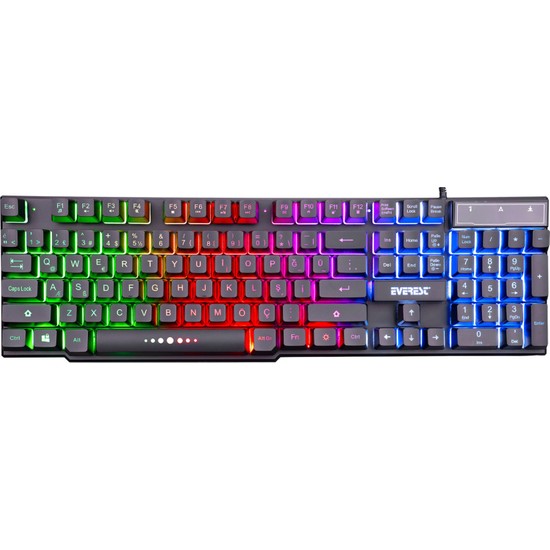 Everest KB-X88 Siyah USB Mekanik Hisli Gökkuşağı Aydın. Q Oyuncu Klavyesi