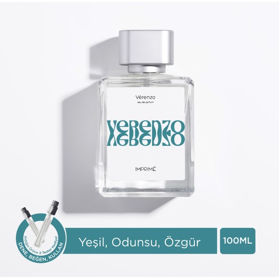 Imprimé Vérenzo EDP Unisex Parfüm 100 ml | Yeşil Odunsu | Elma, Lime, Mimoza, Karpuz, Sedir, Çam, Misk