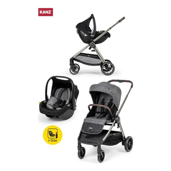 Kanz V-Go2 Travel Sistem Bebek Arabası Gri Katlanabilme Özelliği ile 22 kg Taşıma Kapasitesi