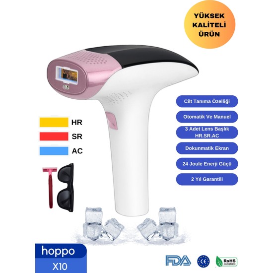 Hoppo X10 IPL Buz Lazer Epilasyon Cihazı Beyaz Renk 999999 Flaş Atım ile Konforlu Kullanım