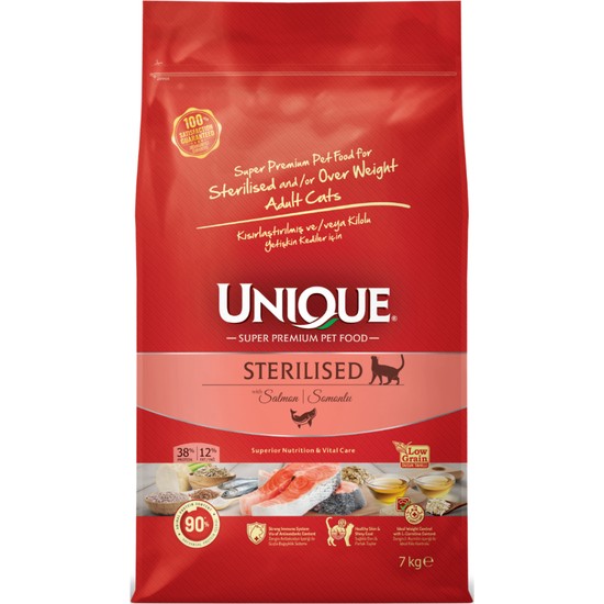 UNIQUE Unique Kısırlaştırılmış Kedi Maması Somonlu 7 kg
