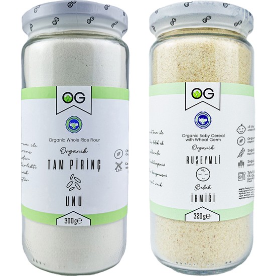 OG natural Organik Bebek İrmiği ve Organik Tam Pirinç Unu Seti 330+300 g 6 Aydan İtibaren