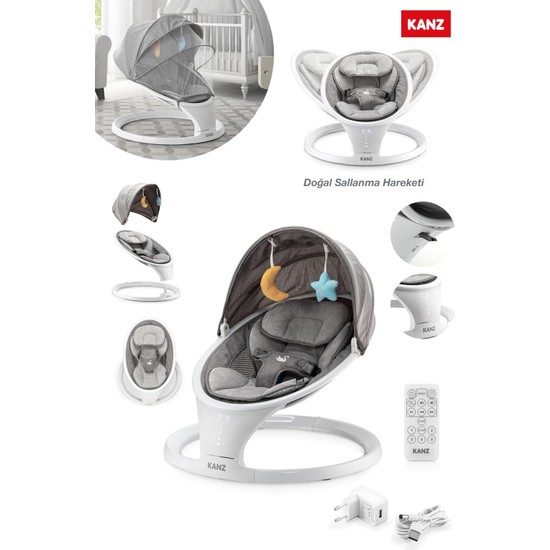 Kanz Swan Elektrikli&Kumandalı Ana Kucağı Gri